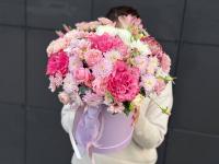 Коробка лиловая с розами